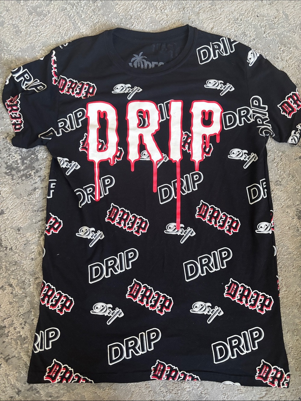 DRIP Kids' Short Sleeve Graphic Tee - Black with Red & White Accents